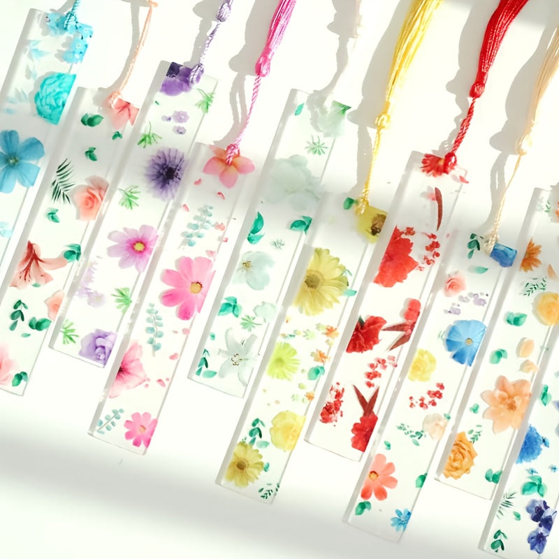Transparent Acrylic Bookmark Flower Bookmark Student Learning Supplies