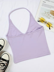 Sexy Plunging Halter Top Sleeveless