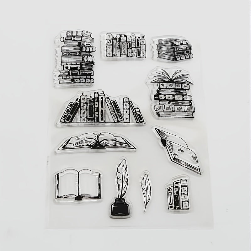 Clear Stamp for Crafting, Transparent Book Theme Design