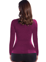 Solid Thermal Long Sleeves Blouse Warm Crew Neck Top Women's Clothing