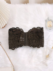 Sexy Tube Bra Women's Plus Ruched Floral Lace Strapless
