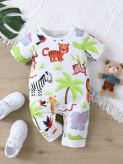 Baby Boys Casual Animal Graphic Print Short Sleeve Romper Jumpsuit Clothes