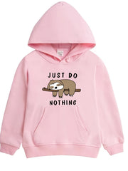 Girls Sloth Print Hooded Sweatshirt Top Long Sleeve Pullovers