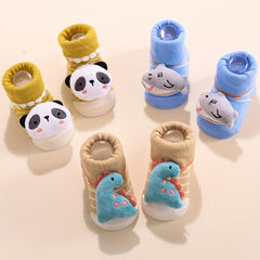 3 Pairs Baby Girls Kid Anti-Skid Floor Socks with Dinosaur Bear Panda Whale Doll