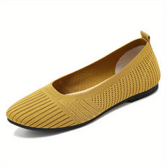 Women's Slip On Woven Flat Shoes Round Toe Breathable Casual Outdoor Shoes