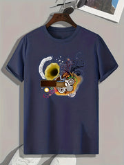 Music Print Men's Sports T-Shirt for Fitness Activities