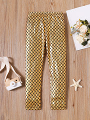 2 Mermaid Pattern Baby Girls' Leggings for Halloween Party