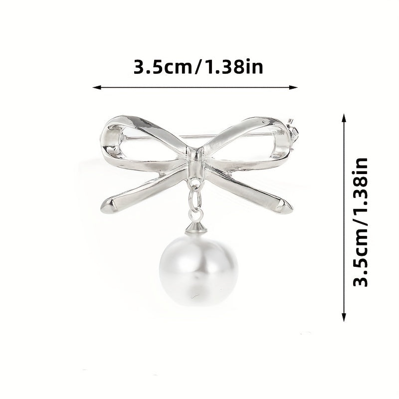 Faux Pearl Brooch Metallic Dress Accessories Wedding Jewelry
