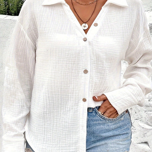 Button Up Long Sleeve Blouse