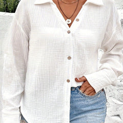 Button Up Long Sleeve Blouse