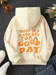Girls Smile & Flower Graphic Hooded Sweatshirt Long Sleeve Hoodies Pullover Tops