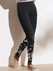 Quatrefoil & Floral Print Skinny Yoga Leggings