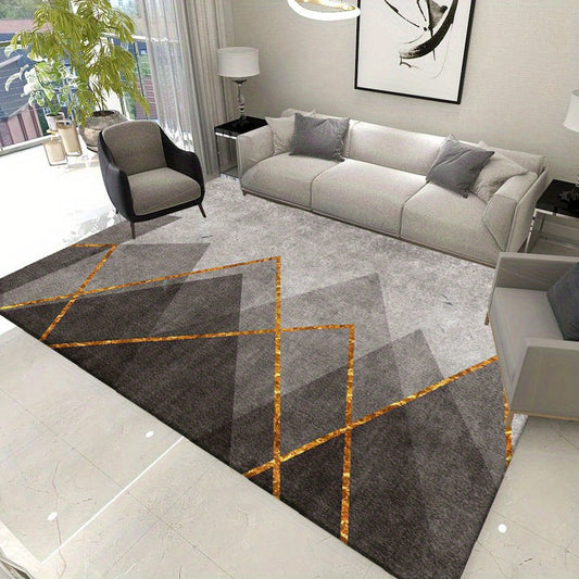 Nordic Abstract Area Rug Golden Lines Floor Mat