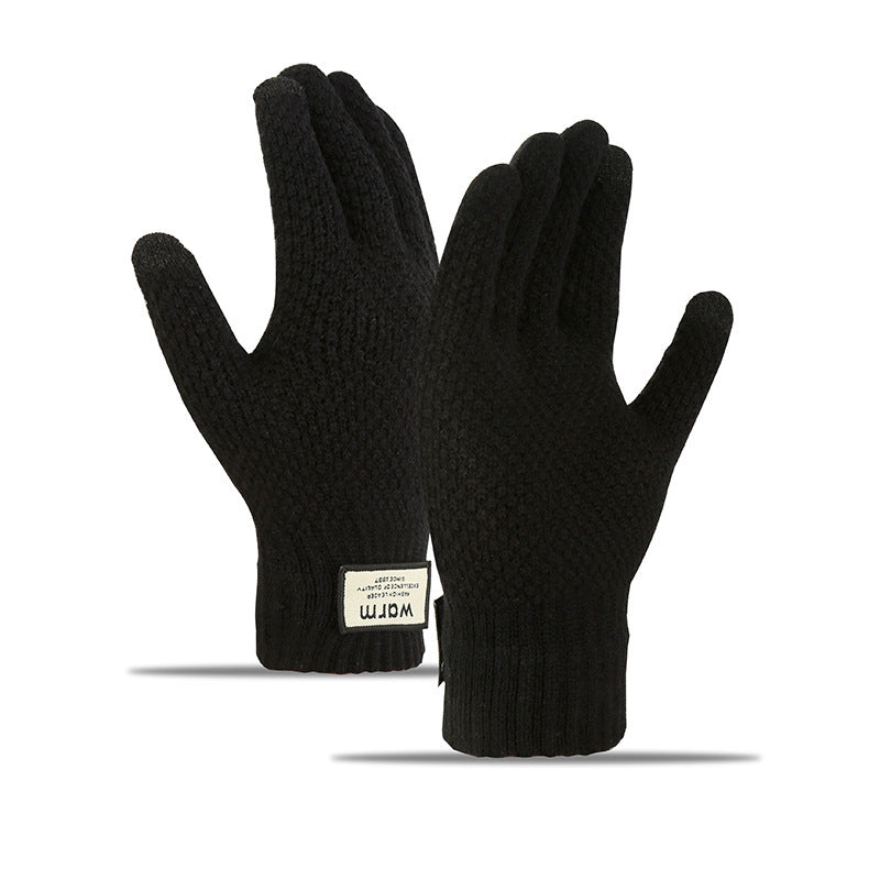 Men's Woolen Fleece Warm Windproof Gloves for Winter Cycling