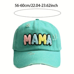 MAMA Patch Ripped Baseball Cap Washed Distressed Candy Sun Hat