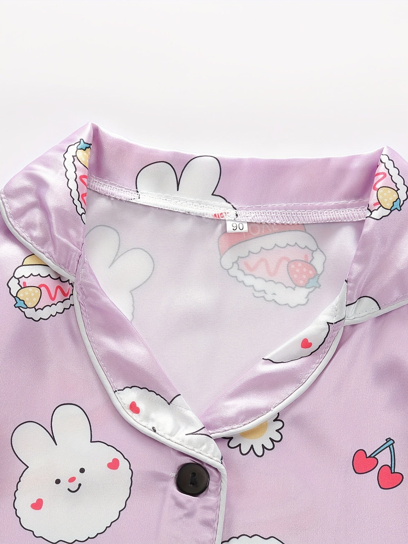 Toddler Girl's Cartoon Rabbit Satin Pajamas Set