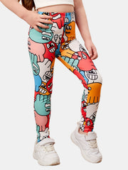 Girls Cartoon Print Leggings Comfortable Casual Pants For Kids Summer