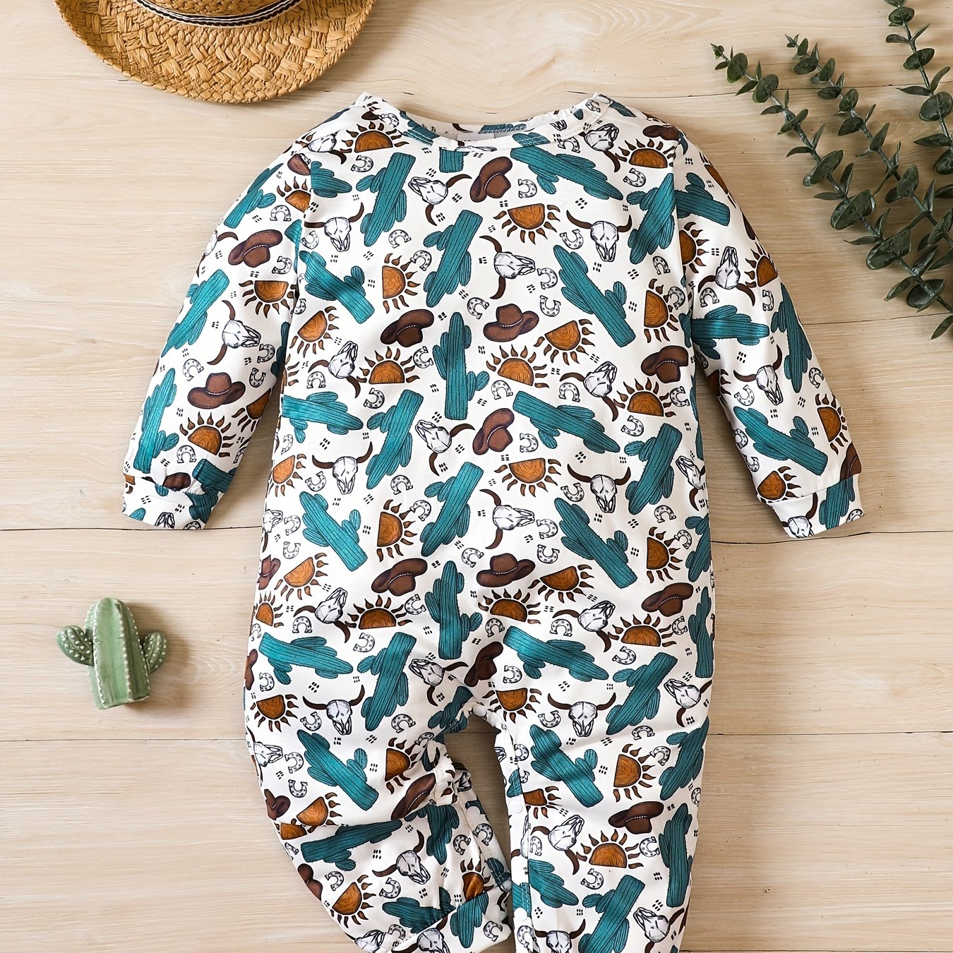 Autumn Newborn Baby Jumpsuit Western Cowboy Graphic Onesie Clothes