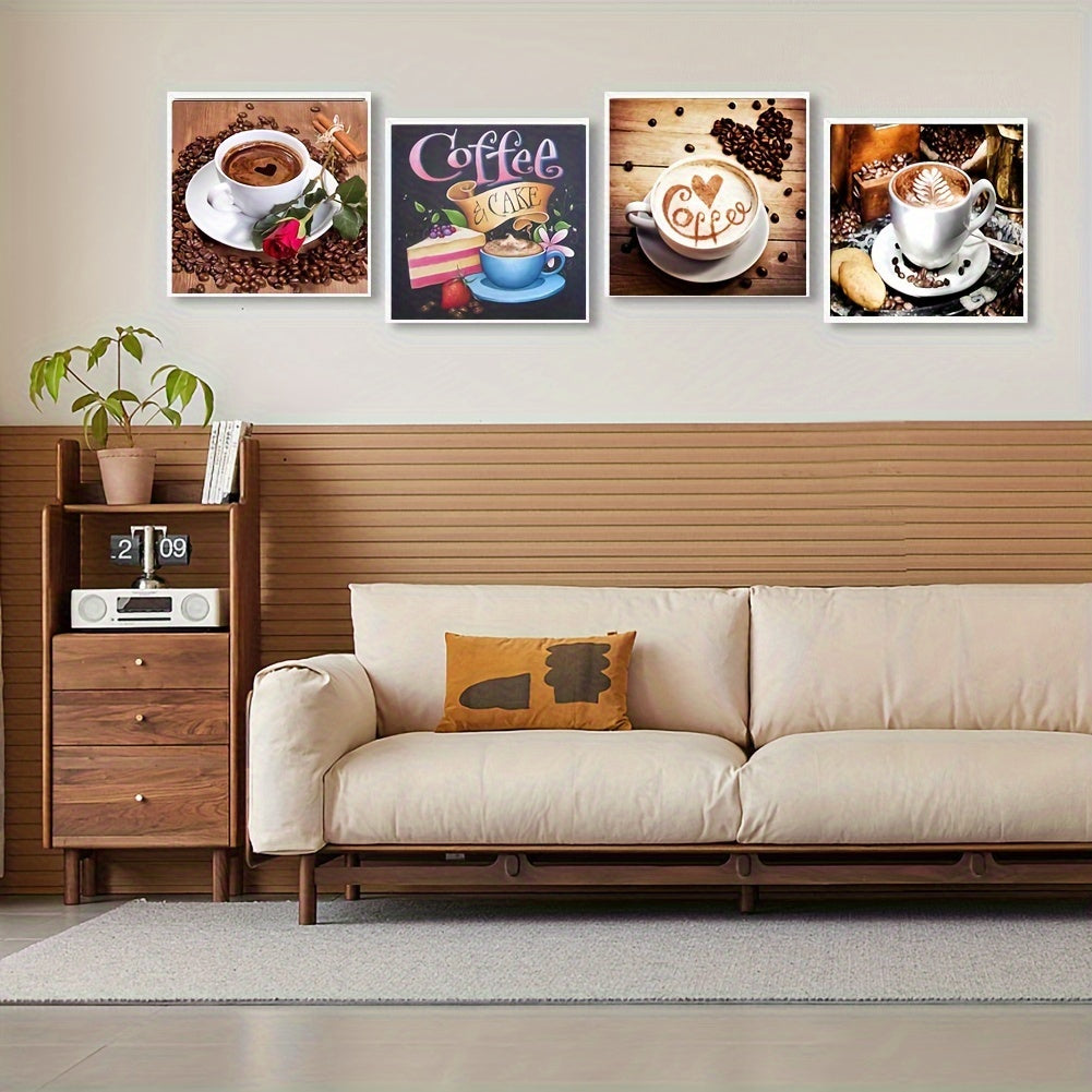 4pcs Set 5D Coffee Cup Diamond Painting Full Of Diamonds