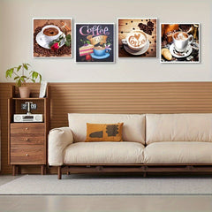 4pcs Set 5D Coffee Cup Diamond Painting Full Of Diamonds