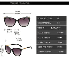 Vintage Round Sunglasses Gradient Metal Cat Eye Shades Women