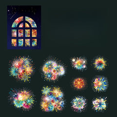 10pcs Fireworks Bronzing Laser Golden Journal Stickers