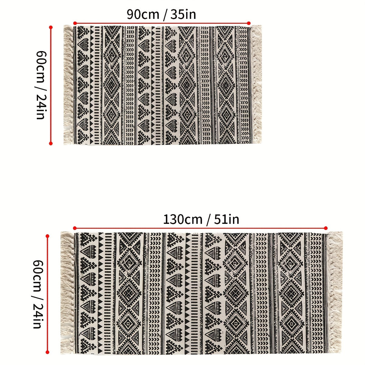 Bohemia Poppy Cotton Linen Tassel Mat with Tassel Decor