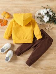 Cartoon Print Cotton Hooded Baby Set