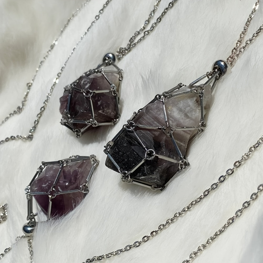 Crystal Holder Cage Copper Necklace DIY Jewelry