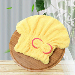 Soft Fiber Shower Cap Candy Bow Decor Shampoo Cap for Hair Drying