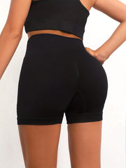 Solid Summer Biker Shorts High Stretch Fitness Yoga Shorts