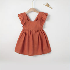 Toddler Baby Girls Ruffle Square Suspender Dress