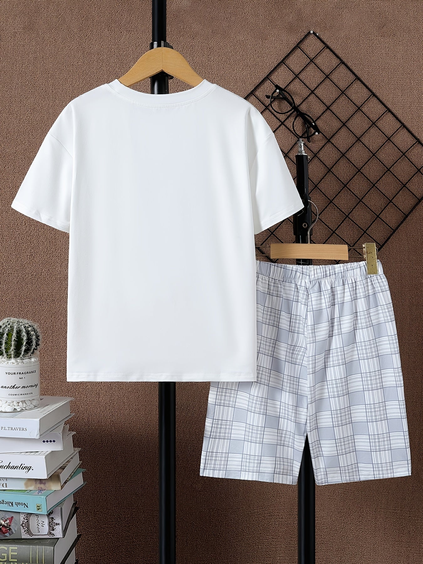 Toddler Boy's 2pcs T shirt & Plaid Pattern Shorts Set