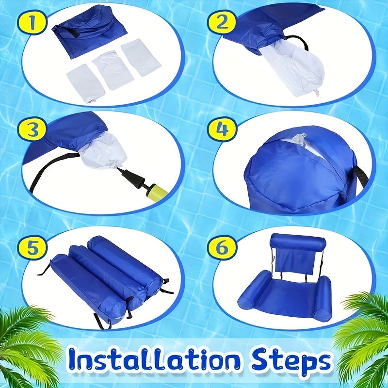 Inflatable Pool Lounge Chair Durable Foldable Water Hammock for Pool & Beach