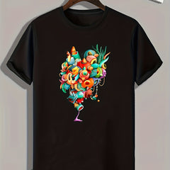 Cartoon Print Men's Graphic T-shirt for Summer