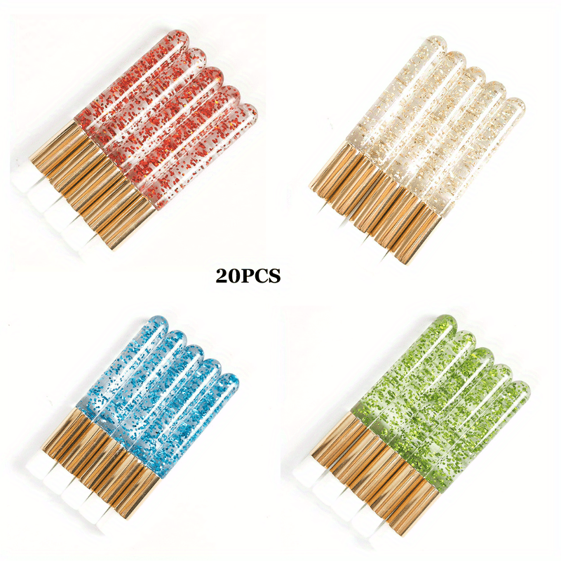 20 Glitter Crystal Lash Shampoo Brushes with Container