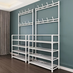 59 Standing Coat Rack With 4 Storage Shelves & 8 Hooks