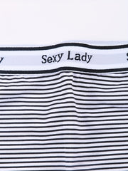 3 Pack Plus Size Sporty Panties Set Women's Plus Letter Tape Stripe & Dot Print