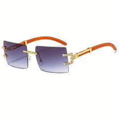 Men's Retro Wooden Leg Sunglasses Square Frame