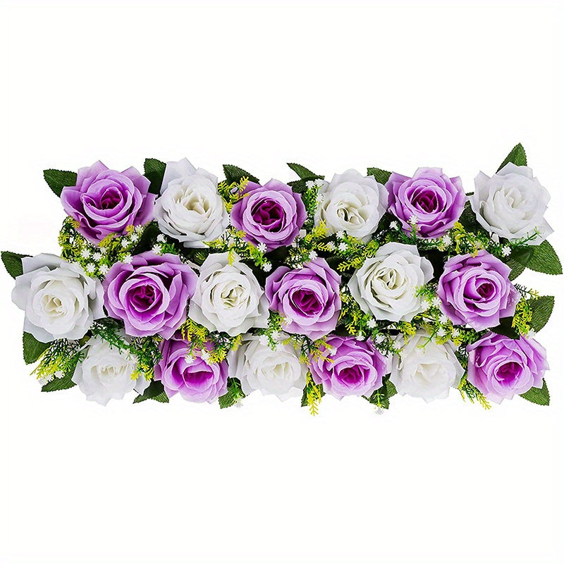 Artificial Rose Floral Centerpiece for Table Runner Kitchen Living Room