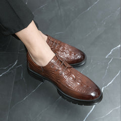 Men's Crocodile Embossed Oxford Shoes Non Slip Formal Shoes