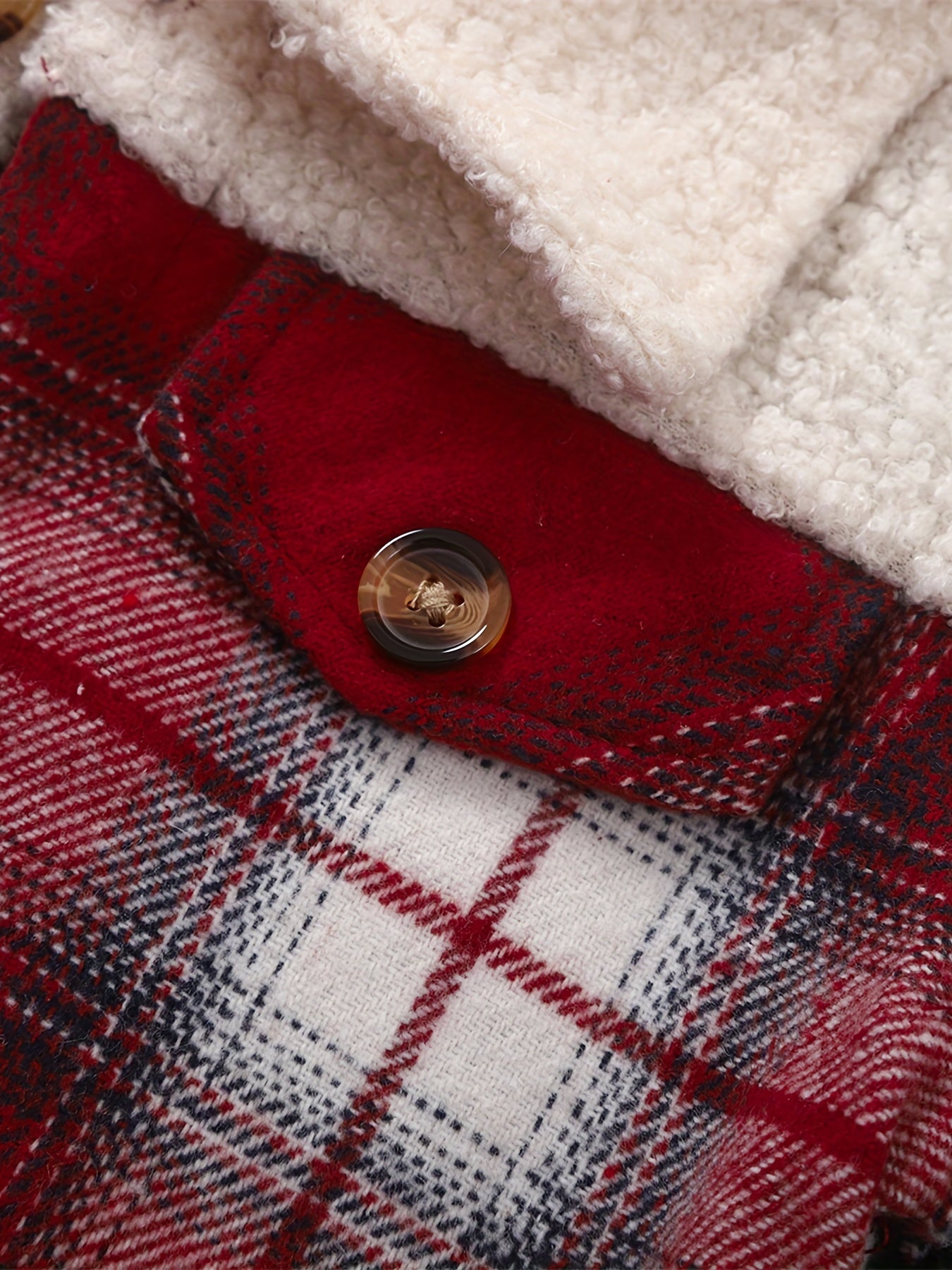 Boys Plaid Stretch Collar Fleece Jacket