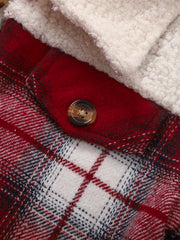 Boys Plaid Stretch Collar Fleece Jacket