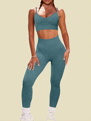 2pcs Women's Seamless Sports Bra & High Waisted Leggings