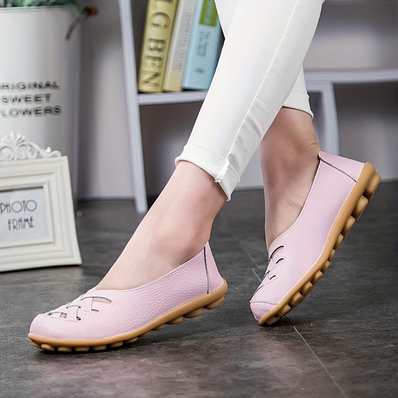 Women's Cross Strap Flat Loafers Soft Sole Slip On Walking Shoes