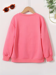 Girls Floral Graphic Sweatshirt Round Neck Pullover