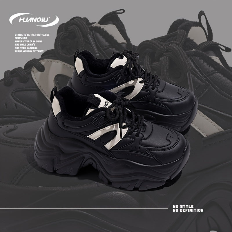 Women's Lace-Up Chunky Sneakers - Comfy & Warm - Dad Shoes