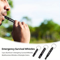 5PCS Outdoor Aluminum Whistle Keychain Pack