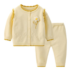2pc Baby Girls Floral Long Sleeve Cardigan & Pants Set