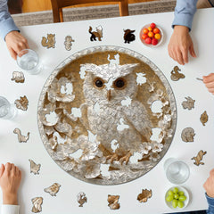 Challenging Owl Embossed Wooden Puzzle - Unique Animal Shape